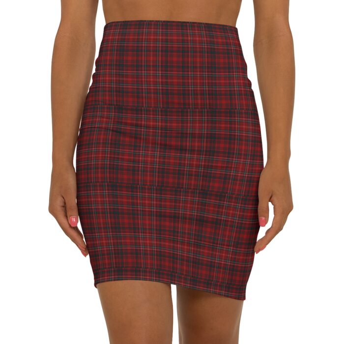 women's mid waist pencil tartan skirt