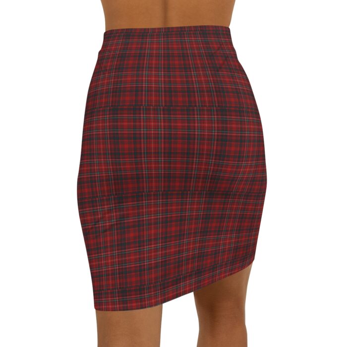 women's mid waist pencil tartan skirt