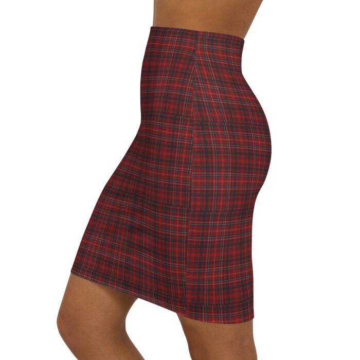 women's mid waist pencil tartan skirt