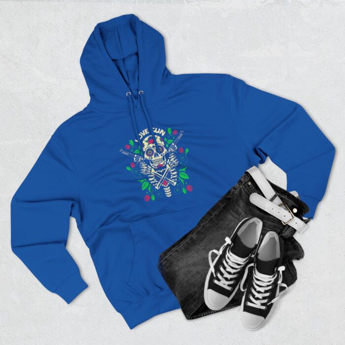 skull love gun flower three panel fleece hoodie