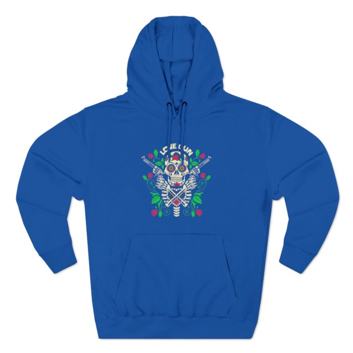 skull love gun flower three panel fleece hoodie