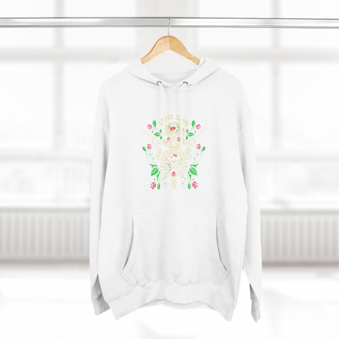 skull love gun flower three panel fleece hoodie