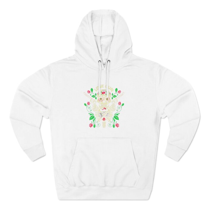 skull love gun flower three panel fleece hoodie