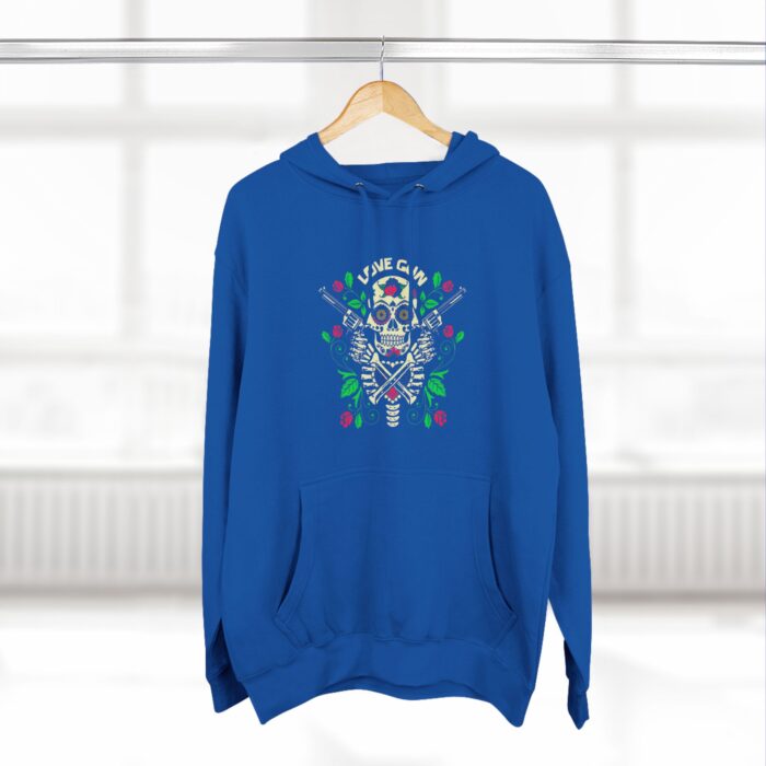 skull love gun flower three panel fleece hoodie